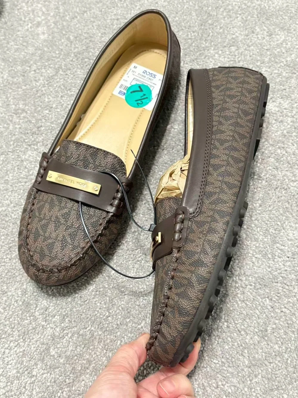 Michael Kors Brown Logo Penny Loafers with Gold Plaque